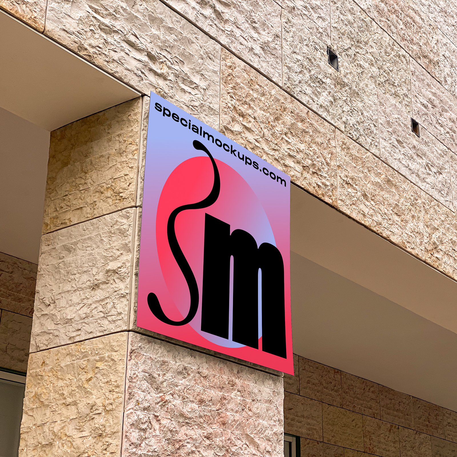 Free Mockup — Wall Sign / Poster v3, PSD