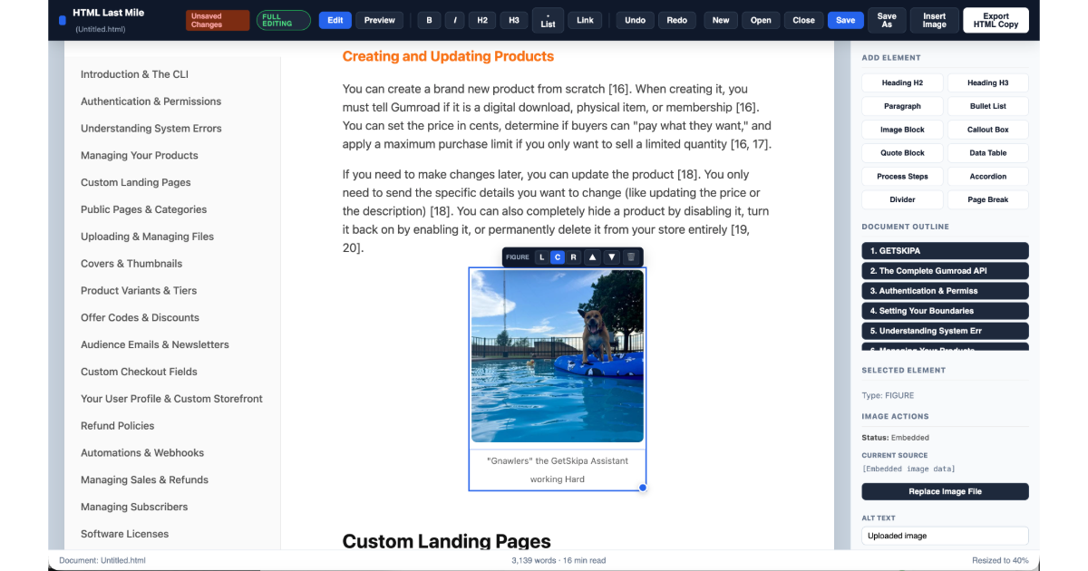 HTML Last Mile Editor