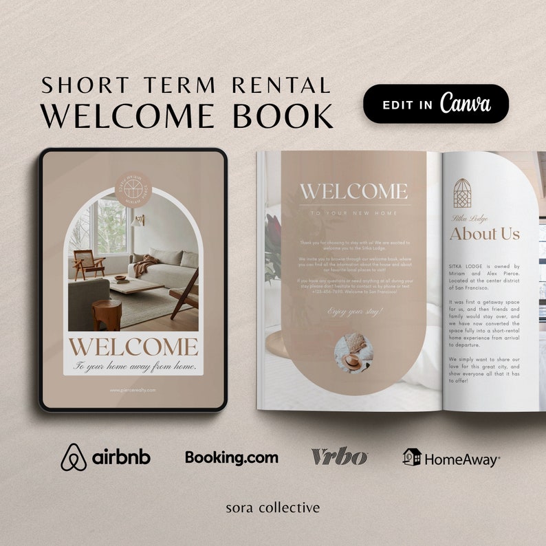 Airbnb Welcome Book Template, Guest Book Canva Template