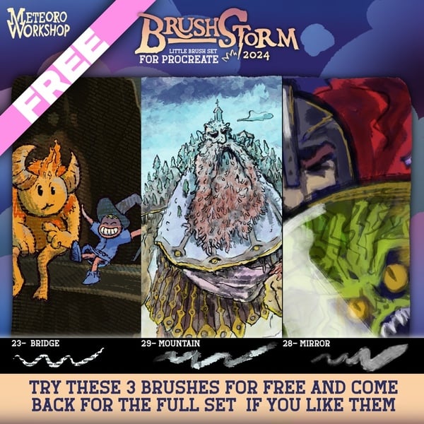 FREE Brushstorm 2024| Little Brush set for Procreate by Meteoro Workshop