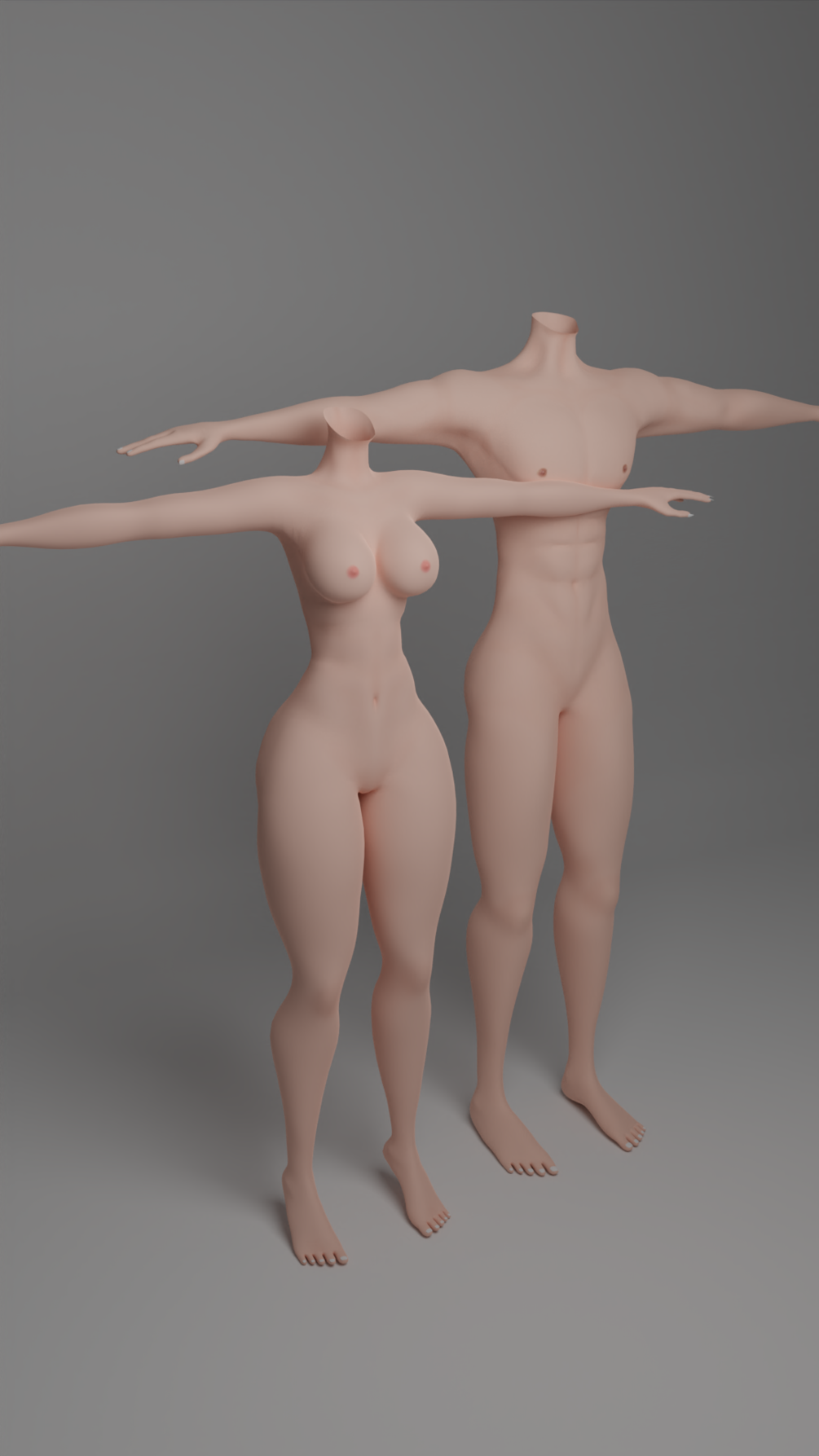 Male & Female Body Base - 3D Asset