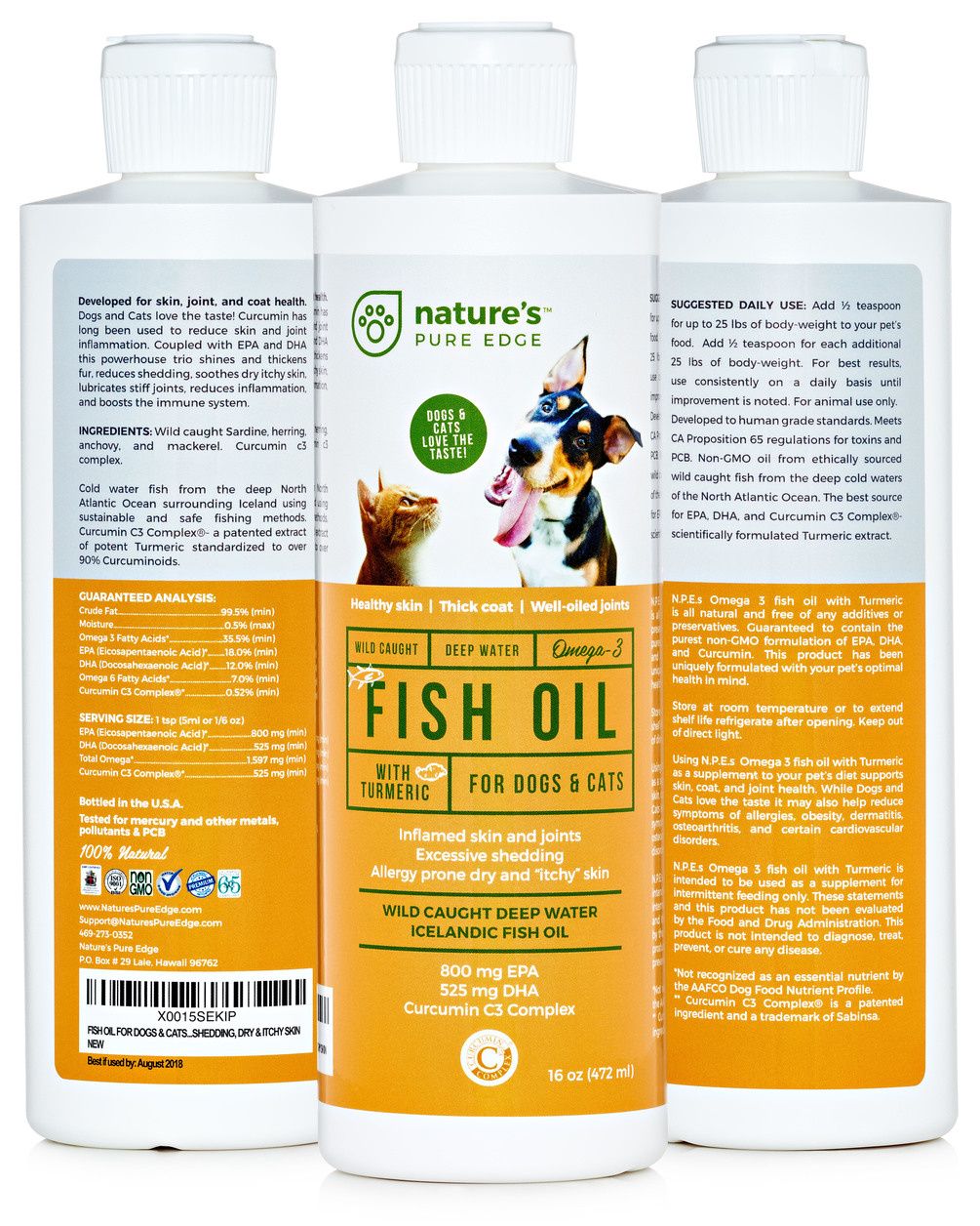 FISH OIL FOR DOGS & CATS with TURMERIC & Omega 3 Complex Helps