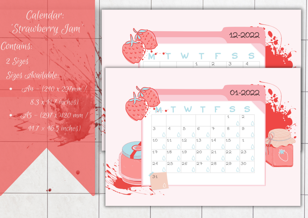 Period Calendar 'Strawberry Jam'