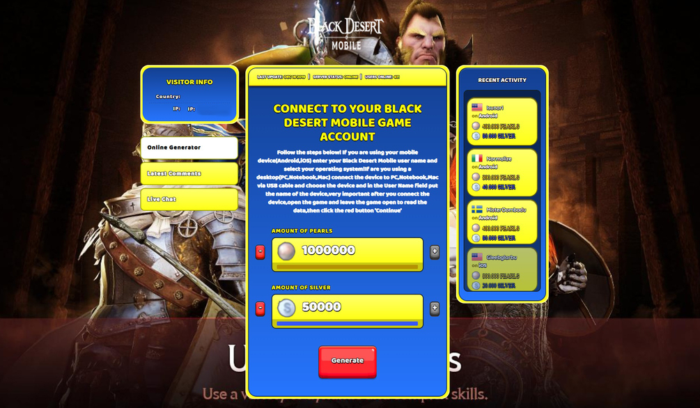 Black Desert Mobile Cheats Tips to get Pearls and Silver hack