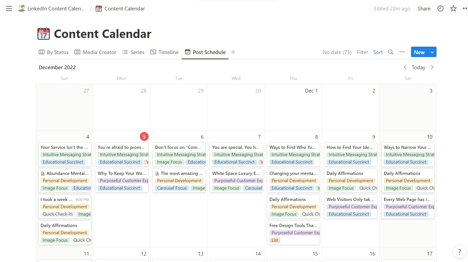 Linkedin Content Calendar