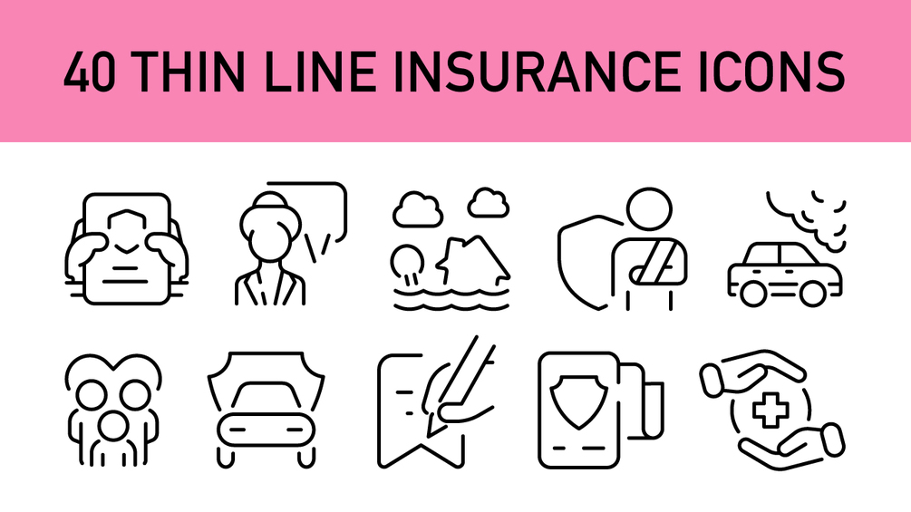 Insurance & Protection Line Icons – 40 Professional Vector Icons