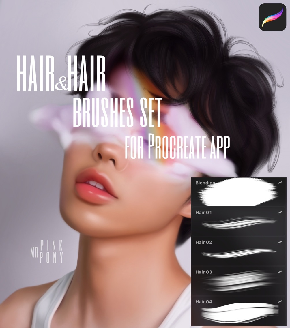 Brow&Hair brushes set for Procreate app by Mr.PinkPony