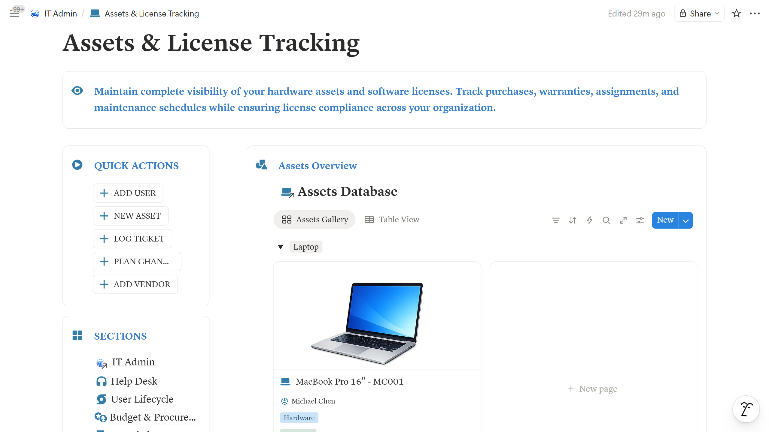 IT Admin OS - Tickets, Assets, Users & Licenses - view 3