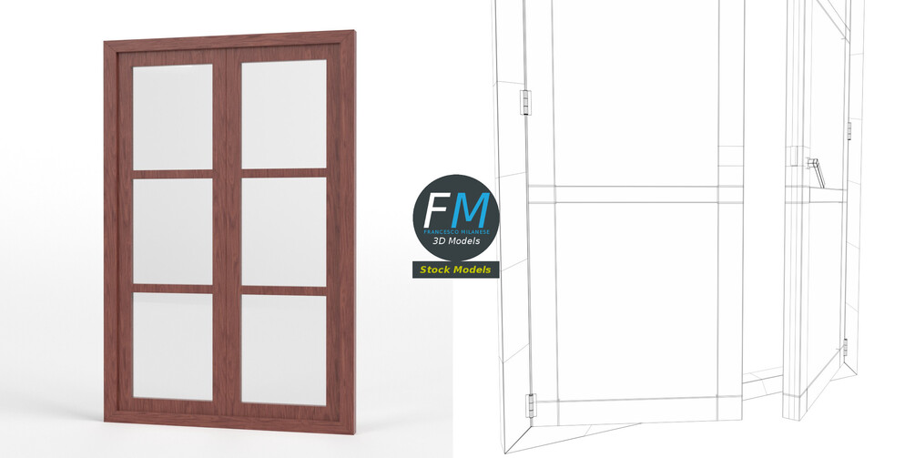 3D MODEL - Six panel double window