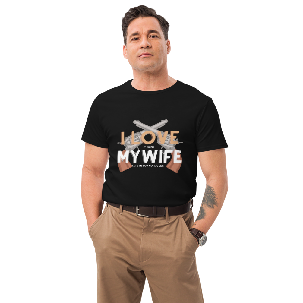 T-shirt Humoristique Your Wife MY Wife With A GUN – 2XL – Bleu – Marque Toespring