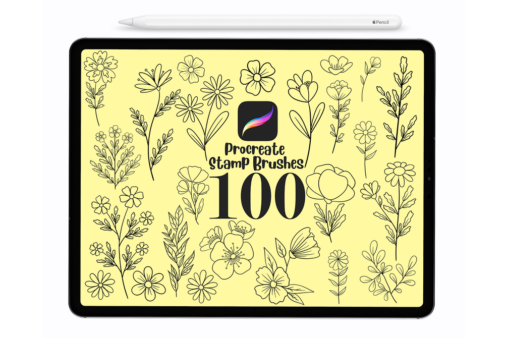 Botanical Procreate Brushes, Procreate Stamps, Procreate Floral Stamp
