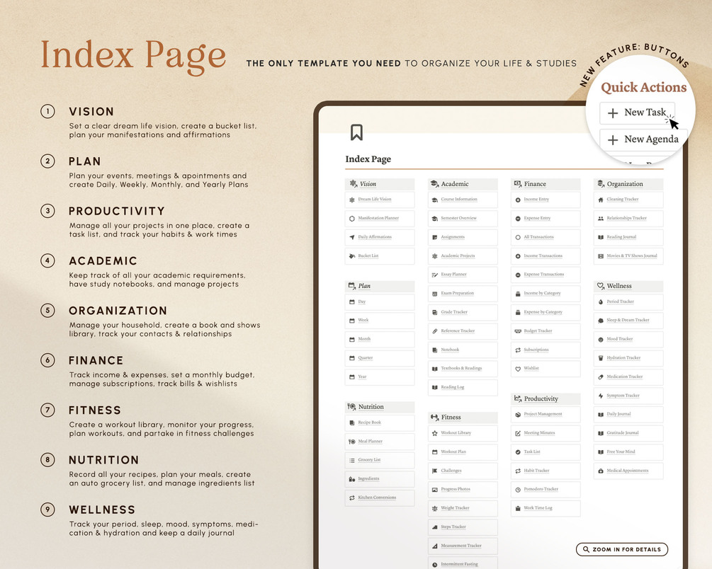 book index page template