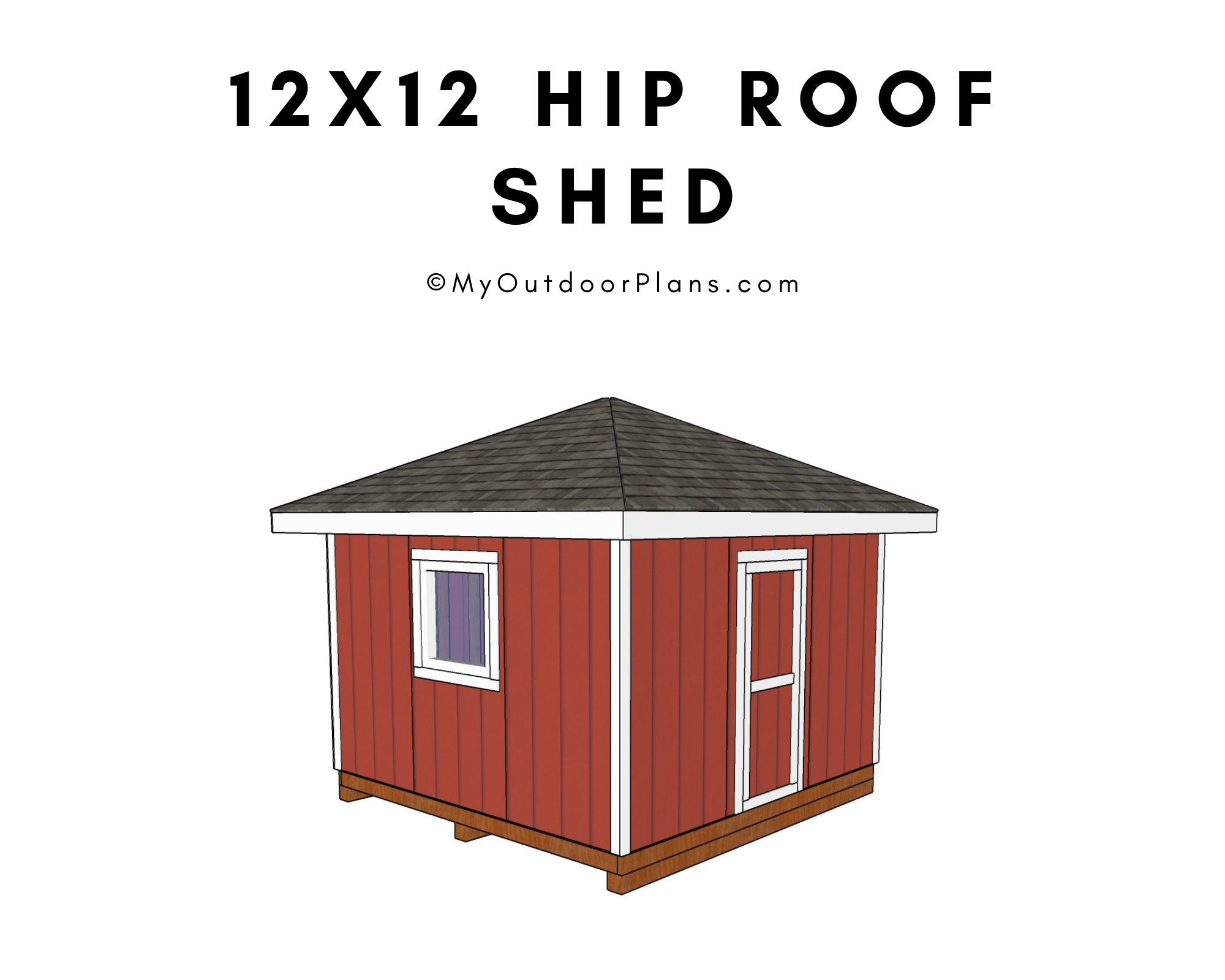 12x12 Hip roof Shed Plans, image size:2000x1600