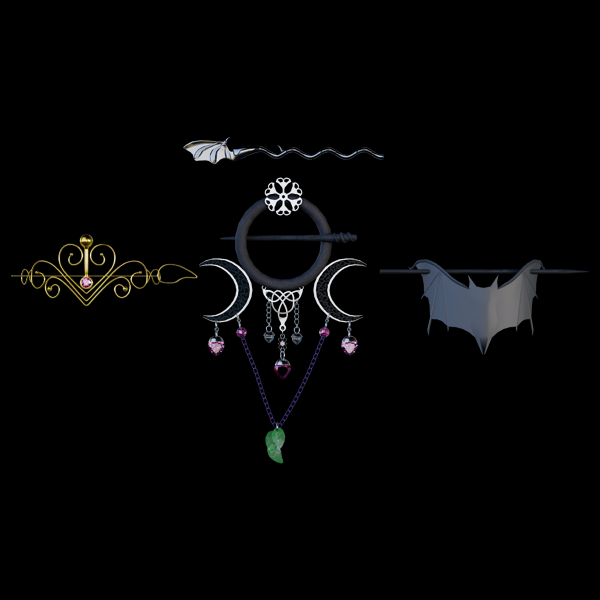  Gothic & Fantasy Hair Accessory Pack [4 Assets for VRChat]