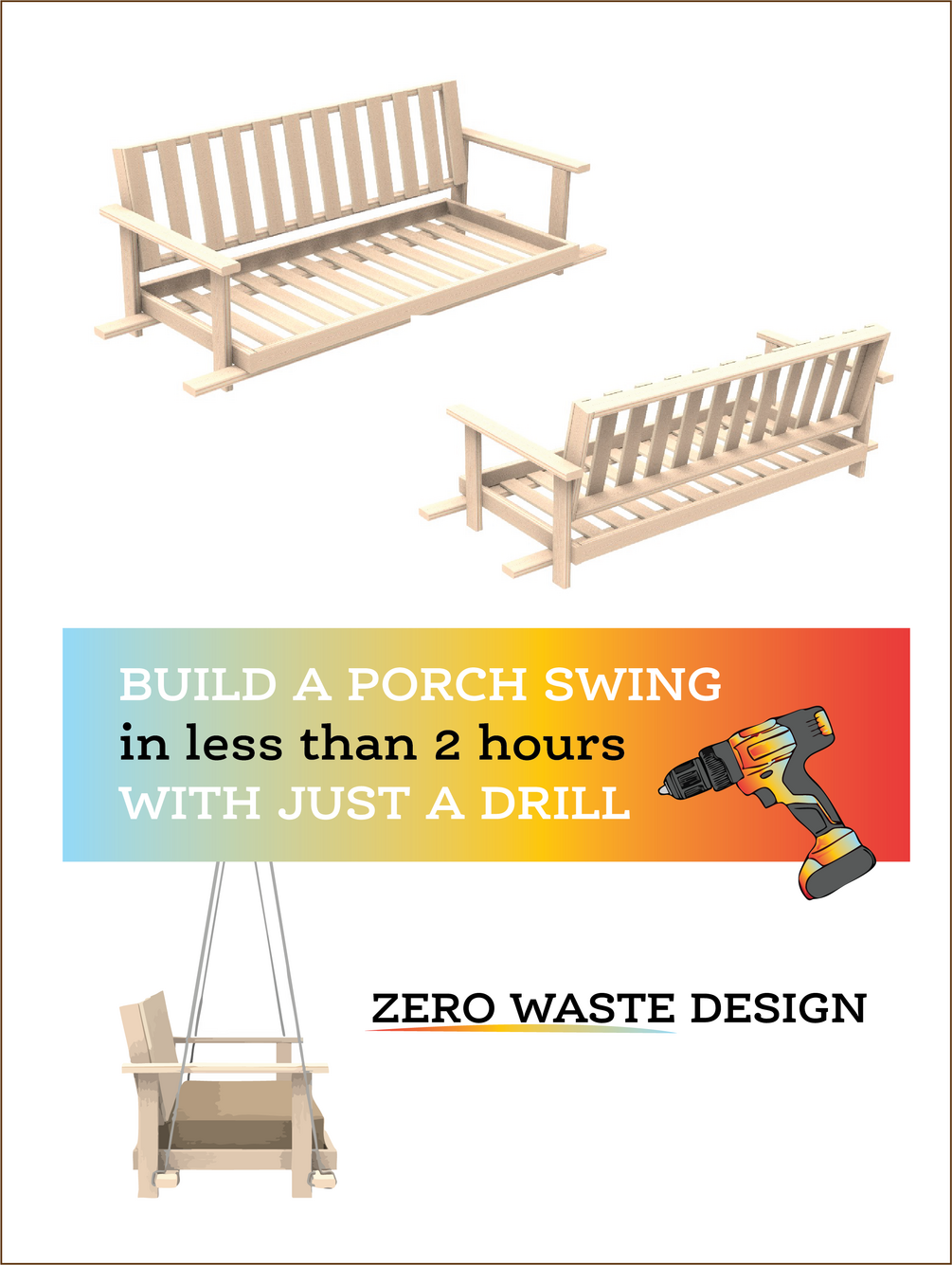 Picture of ZERO WASTE DIY Porch Swing Plans – Build with Just a Drill!