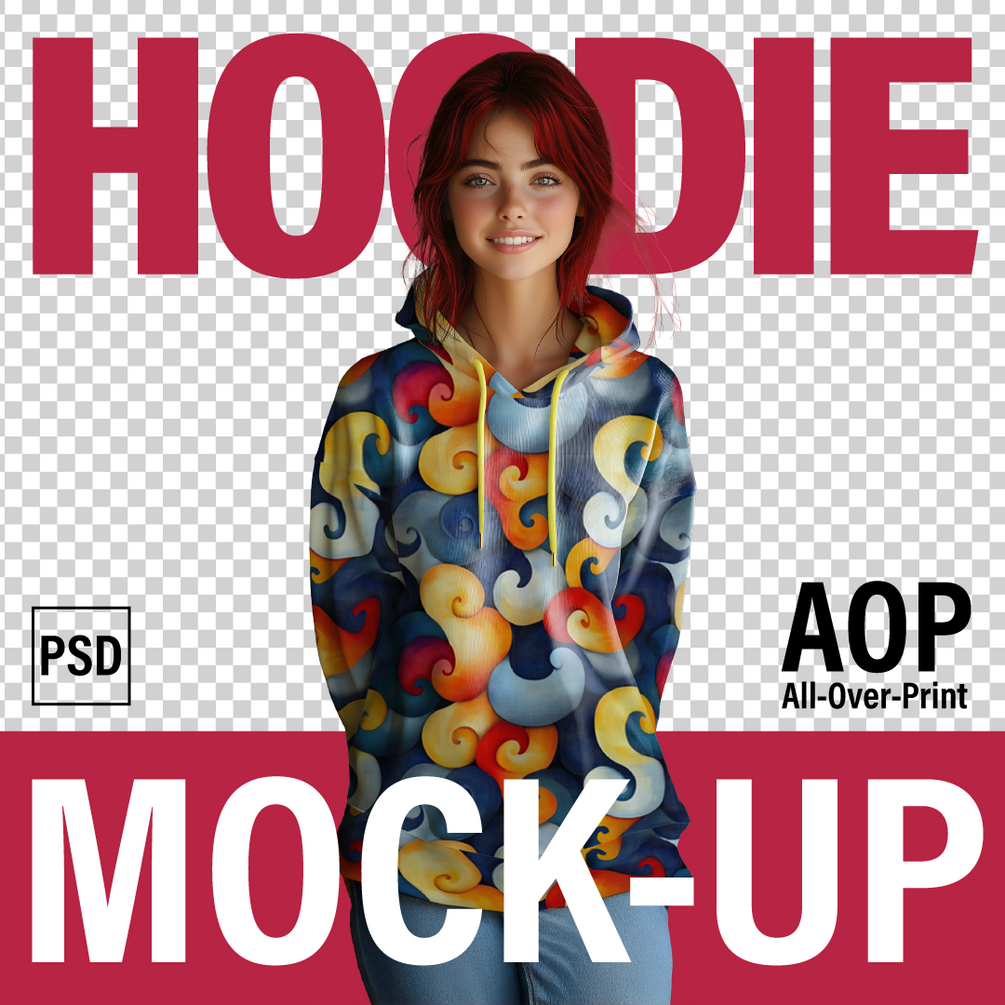 All-Over Print Women's Fake Two-piece Mesh Sleeve Cropped Hoodie main image 1