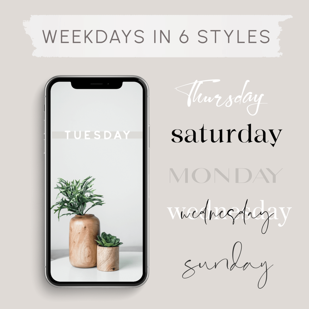 48 Instagram Story Stickers, Weekdays 6 Styles English