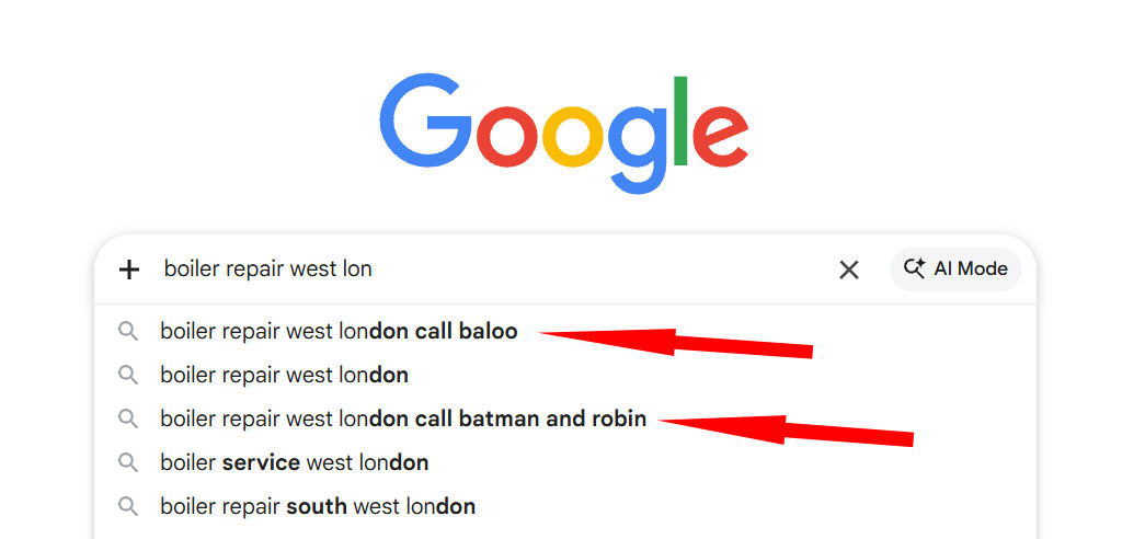 SBO Example - Brand Appearing in Google Autocomplete