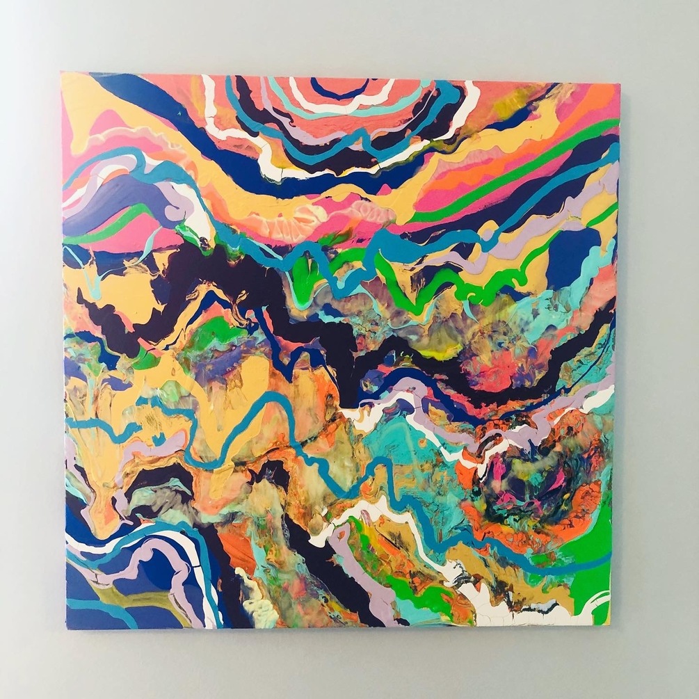 “Color burst” abstract painting 20x20