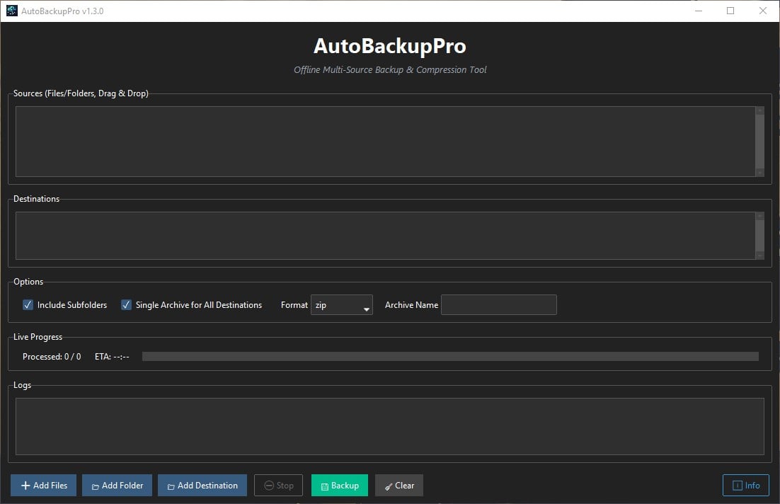 AutoBackupPro v1.3.0 Interface