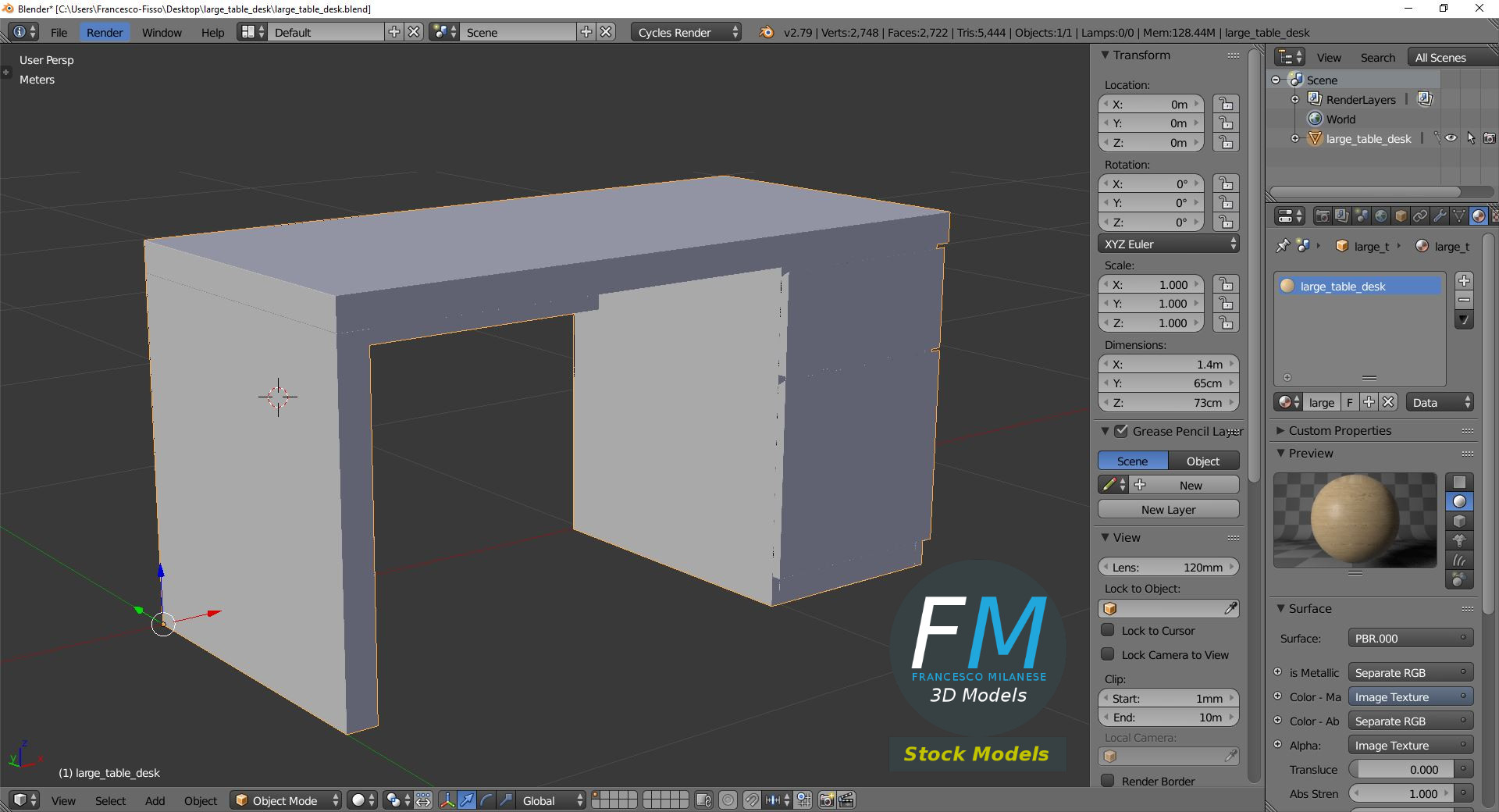 3D MODEL Large table desk