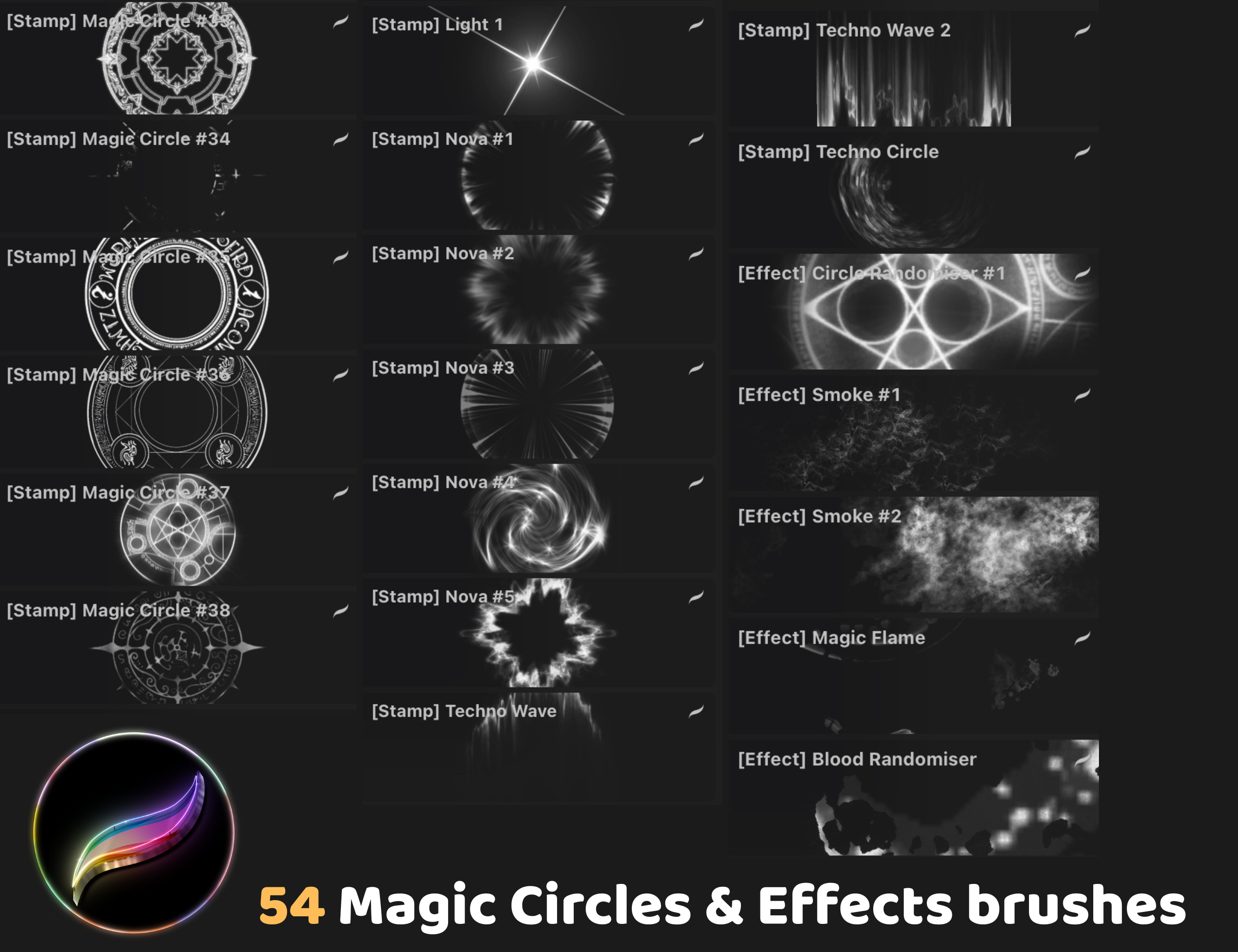 Procreate Magic and Mystic Brushes Set | Magic Circles, Sparkle, Rune ...