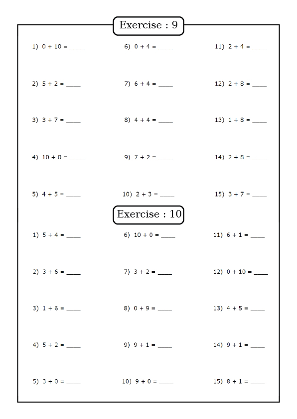 Math worksheets 16 printable pages pdf math book for kindergarten