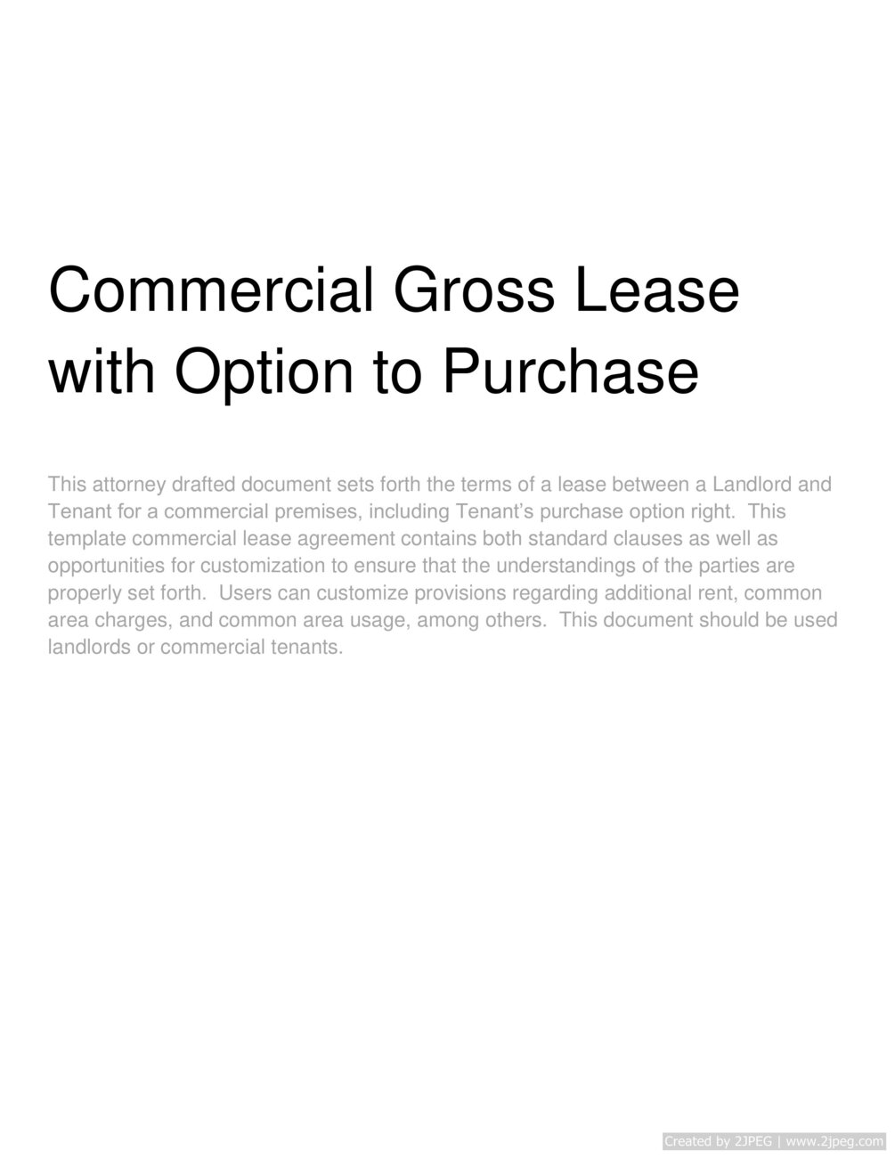 Commercial Gross Lease with Option to Purchase