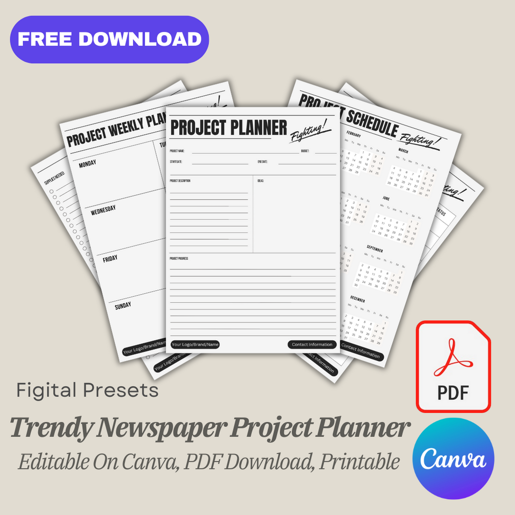 [FREE] Black Bold Project Planner for Creative Directors, Designers ...