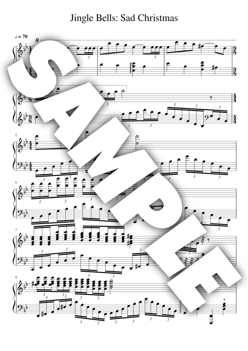 Jingle Bells Sad Christmas [Sheet Music + MIDI]
