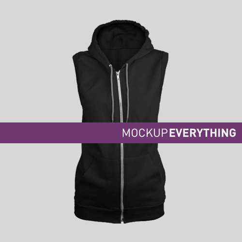 Ladies Sleeveless Hoodie Front View Mockup Template