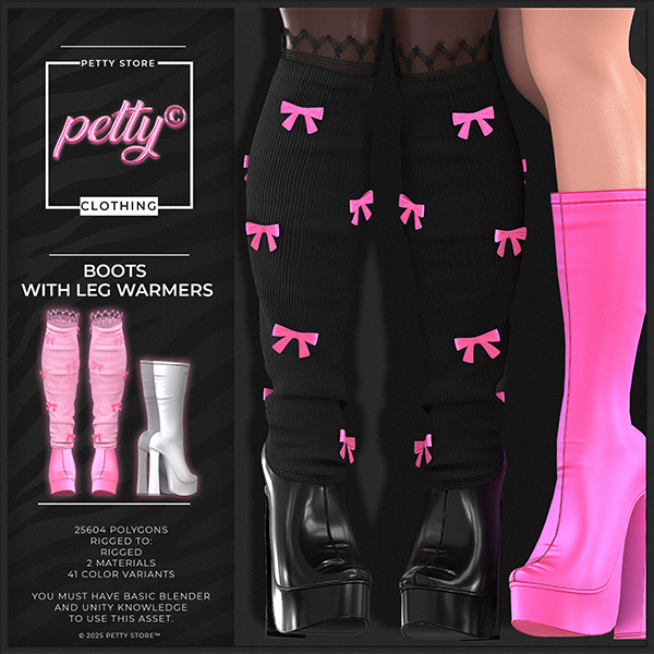 69꒰ა 🎀 ໒꒱BOOTS WITH LEG WARMERS | VRCHAT VTUBE 3D GAME ASSET by PETTY STORE©