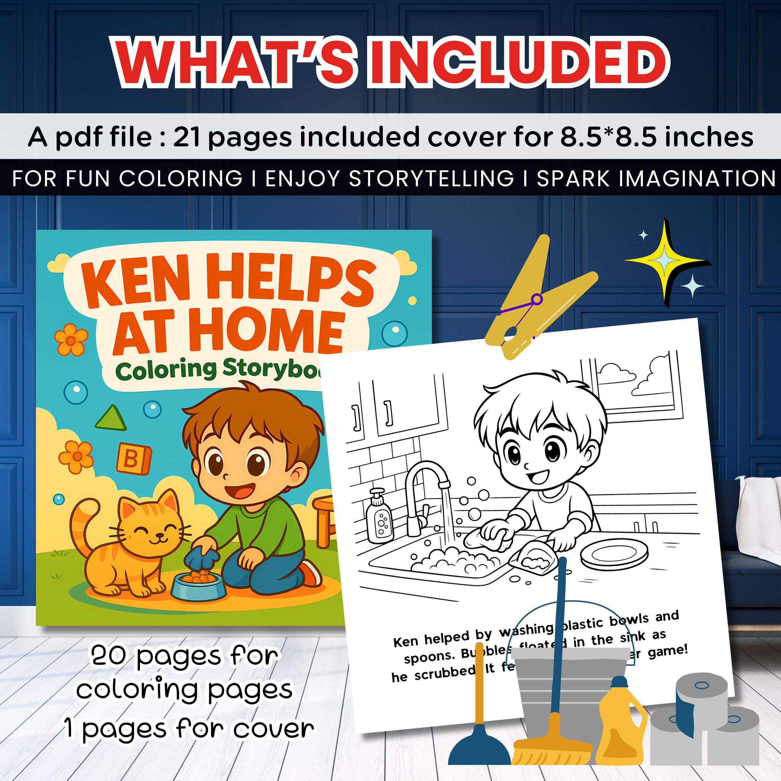 Ken Helps at Home Coloring Storybook for Kids | Fun Household Chores ...