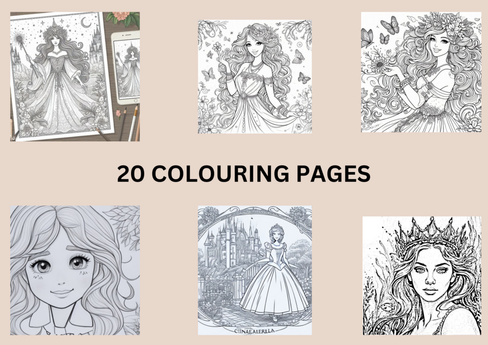 Princess Colouring Pages || PDF || 20 JPG || (copy)