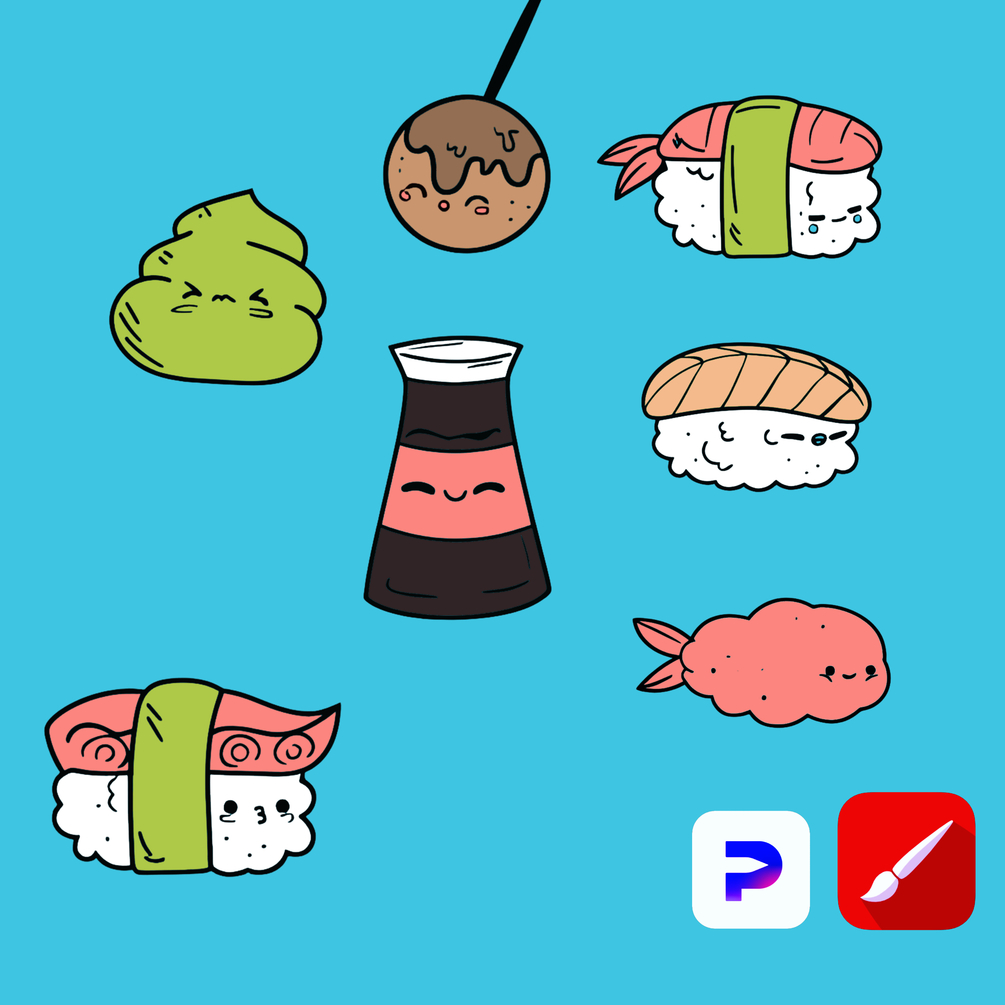 Kawaii sushi brushes for infinite painter and hipaint