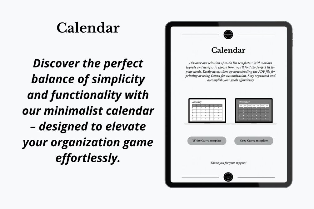 Minimalistic calendar