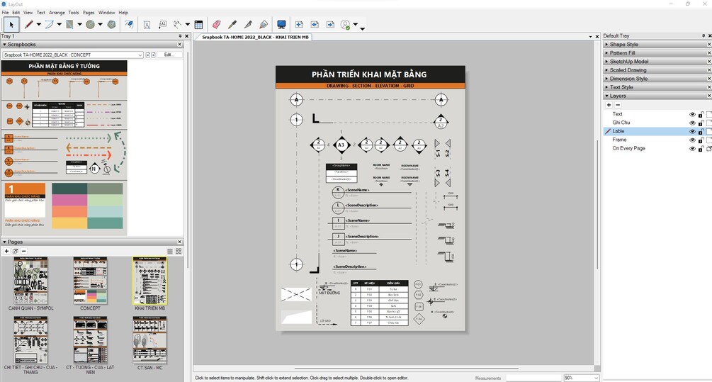 Scrapbook Layout Sketchup - Label, Sympol autotext 2022