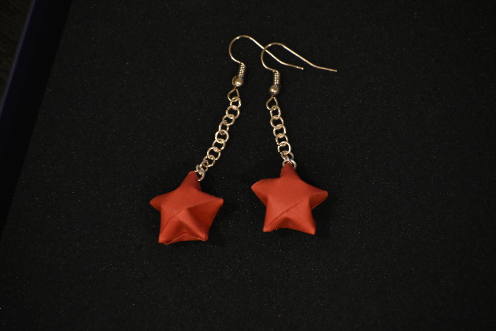 handmade paper star earrings