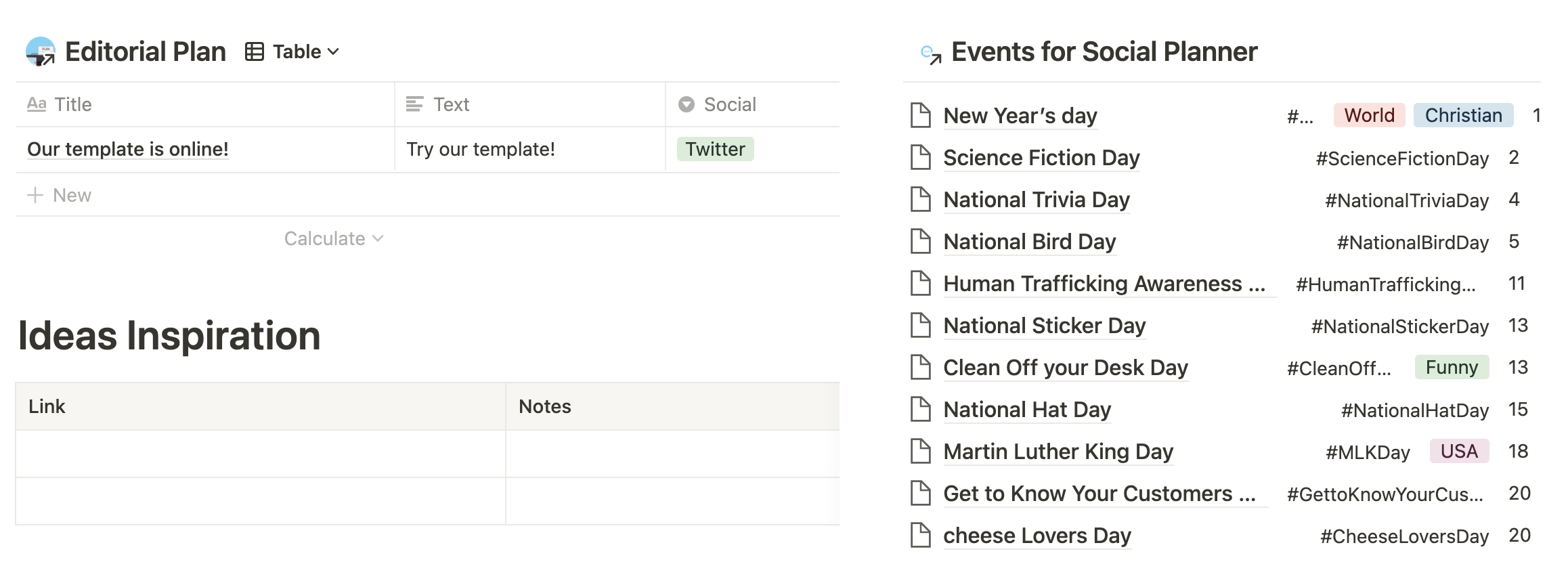 Notion Social Media Planner